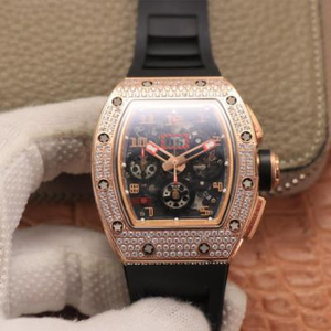 Kv Taiwan RM011 Philip Massa Limited Rose Gold Diamond Edition Automatique Chronographe Mouvement Montre Homme Bracelet En Caoutchouc