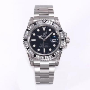 GS Rolex SUB Submariner version personnalisée en diamant arrière! C’est la fusion de l’éclat de luxe et ne jamais s’estomper, et c’est le meilleur choix pour les tendances classiques! Montre mécanique pour hommes