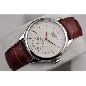 Rolex Licheni Montre mécanique automatique à trois mains Brown Calfskin Strap Montre homme