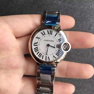 V6 usine Cartier ballon bleu dames quartz 33mm montre visage blanc pur