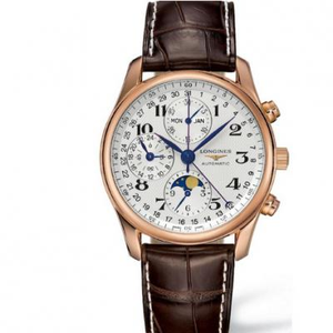 Longines Master faire aonair meicniúil uathoibríoch L2.673.8.78.3 céim ghealach ocht lámh.