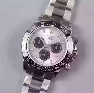 Rolex Cosmic Timepiece Daytona v6s leagan, aghaidh panda 40mm le trastomhas barr, 4130 gluaiseacht meicniúil go hiomlán uathoibríoch, cruach dhosmálta, fir.
