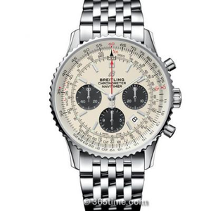 GF Factory Breitling Aviation Chronograph 1 B01 Chronograph, Men's Automatic Mechanical Chronograph, White Plate, Steel Band