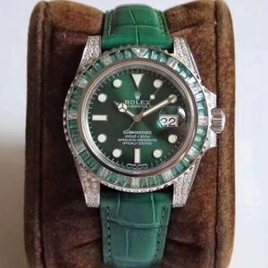 N factory produced Rolex green Ghost 904L version of men's watch, a pair of steel belt and a pair of crocodile leather.