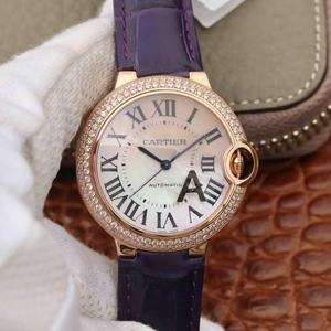 V6 fabbrica Cartier serie di palloncini blu rosa oro rosa con diamanti 33mm signore madre-di-perla faccia meccanica orologio femminile v4 versione aggiornata