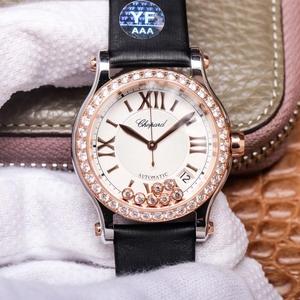 Orologio YF Chopard Happy Diamond 278559-3003, oro rosa tempestato di diamanti orologio meccanico da donna, cinturino in seta