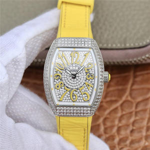 ABF Muller Franck Muller V32 Serie Ladies Guarda Giallo Silicone Strap Quartz Movement