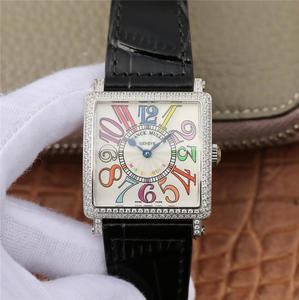 N. 6 Franck Muller Master Square Series Ladies Guarda Black Belt Watch Swiss Original Ronda Quartz Movement