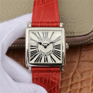 N. 6 Franck Muller Master Square Series Ladies Guarda Red Belt Orologio Swiss Original Ronda Quartz Movement