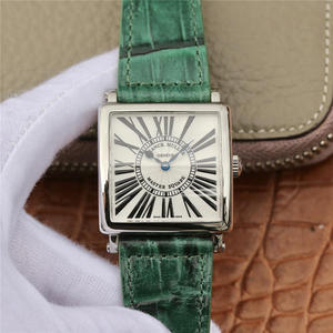 N. 6 Franck Muller Master Square Series Ladies Guarda Green Belt Orologio Swiss Original Ronda Quartz Movement