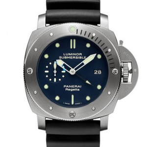 XF Panerai Collection pam371 cassa in titanio, orologio meccanico automatico due tempi con placca blu gmt.