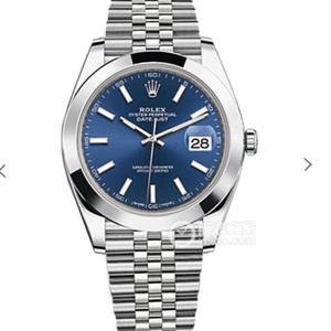 replica uno a uno Rolex Datejust serie 126334 orologio meccanico da uomo con superficie blu.