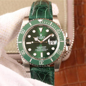 replica Rolex Submariner serie 116610LV versione verde smeraldo verde acqua fantasma verde fantasma versione verde V7 cinturino in pelle di coccodrillo superiore per inviare un cinturino in acciaio.