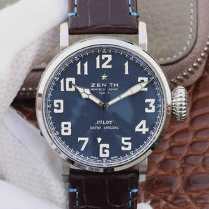 Orologio meccanico da uomo XF Factory Zenith pilot c738 con superficie blu.