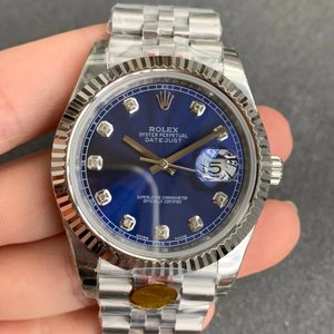 N fabbrica nuova replica Rolex Datejust 904 acciaio versione orologio meccanico maschile (piastra blu) con cinque perline
