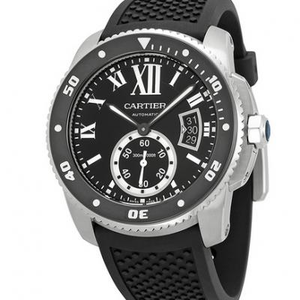 カルティエキャリバーシリーズW7100056ダイビング時計シリコーンバンドバンド機械式メンズ腕時計