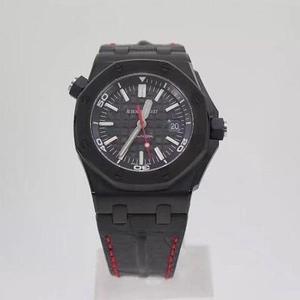 JFブティックオーデマピゲ15703特別限定版ブラックケース赤針ラバーストラップ自動機械式ムーブメントメンズ腕時計