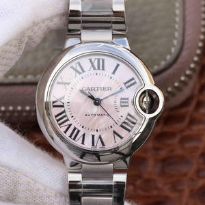 V6工場カルティエブルーバルーン33 mm機械式スチールベルトレディース腕時計v6工場ブルーバルーン新しい女性の腕時計。
