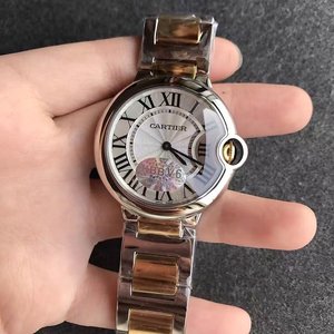 V6工場カルティエブルーバルーン33金焼き青鋼針スイスクォーツムーブメント女性腕時計