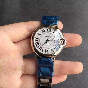 V6工場カルティエブルーバルーンレディース機械式時計純粋な白い古典的な女性の時計