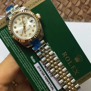 Taiwan Evergreen produceert een vrouwelijk model 28 mm log-vormige witte parelmoer wijzerplaat kroon stalen riem 18K goud automatisch mechanisch uurwerk.