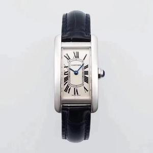 GS Cartier's populaire meesterwerk De elegante Amerikaanse tank WSTA0016 horloge sierlijk debuut! Dames kijken