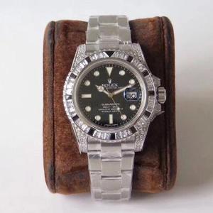 GS luxe meesterwerk Rolex SUB Submariner achter diamant aangepaste versie! Het is de fusie van luxe schittering en niet-vervagen, en het is de beste keuze voor klassieke trends!