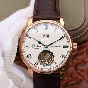 R8 Glashütte grote kalender automatische tourbillon 42mm roségouden V3 verbeterde versie .