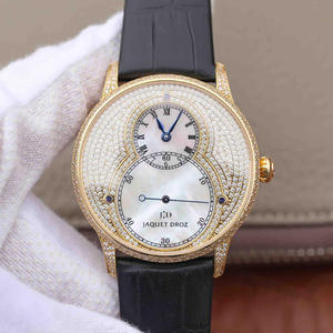 Jaquet Droz tweedehands serie J014013226 met diamanten bezette gypsophila 18k gouden herenhorloge.