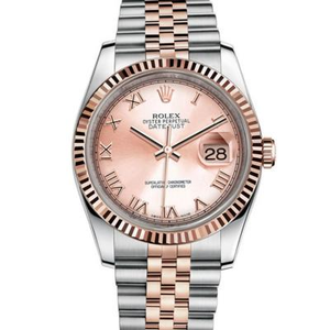 N fabriek Rolex 11623 Datejust serie 14k goud roségoud 36 mm unisex horloge.