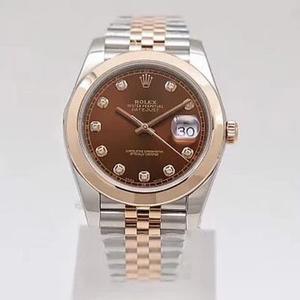 Rolex Datejust 41MM nieuwe versie vouwen Clasp Coffee Face Diamond Heren Mechanische Horloge (Rose Gold)