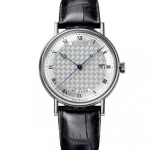 MKS fabrikk Breguet klassiske serie 5177 menns automatiske mekaniske hvite mesh alligator skinn.