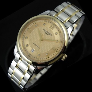 Swiss watches Longines Masters series men's watch Swiss original movement 18K gold all-steel automatic mechanical movement steel belt men's watch gold face Roman diamond scale