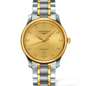 Topp fin imitasjon Longines L2.628.5.37.7 Mester 6-sifret enkelkalender herres mekanisk klokke 18k gull herreklokke