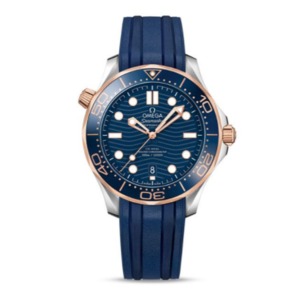 VS New Seamaster 300M Rose Gold Blue Surface Rubber Strap Automatic Mechanical Movement Herreklokke