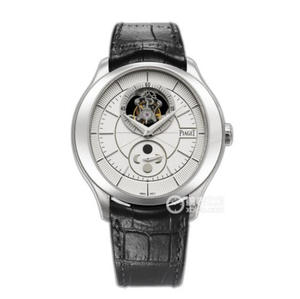 R8 Piaget BIack Tie series ultra-thin moon phase tourbillon watch belt watch ultra-thin manual winding moon phase tourbillon movement men's watch