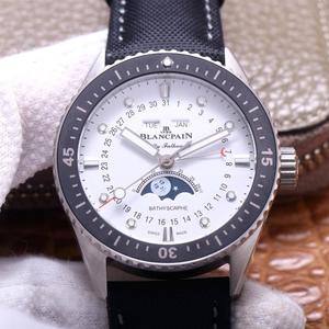 TW Blancpain Fifty Buscas Série 5054 Rosa Ouro Azul Face Lua Fase Mecânica Relógio Masculino