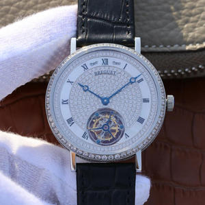 LH Breguet ultra-fino relógio tourbillon de diamante completo 41x9,5mm movimento manual de tourbillon manual