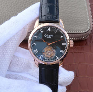 Glashütte Original Senator Series 94-11-01-01-04 Relógio True Tourbillon Rose Gold Black Surface.