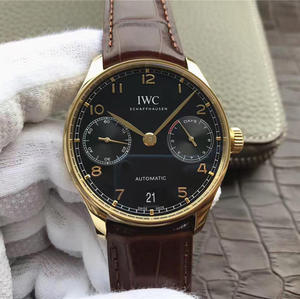 ZF Factory IWC Gold Edition Português Sete V5 (Modelo Oficial IW500101 Faixa Marrom de Placa Preta)