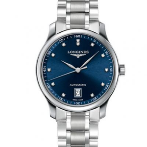 MKS Factory Longines Tradicional Master Series L2.628.4.97.6 Blue Face Men's Mechanical Steel Band Watch With Diamonds