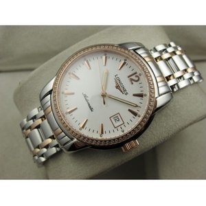 Relógio suíço Longines Longines Soimia série masculino relógio diamante 18K rosa ouro cinto de aço automático mecânico transparente rosto branco relógio suíço