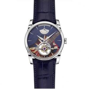 JB Parmigiani Real Tourbillon PFS251-2007000 Azul Surface Kinetic Energy Display Belt Manual Relógio Mecânico Masculino