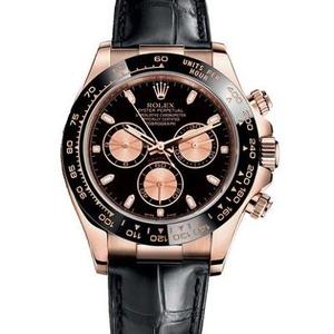 Rolex Daytona 116515LN de cara preta relógio mecânico de ouro