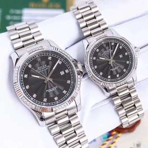 Novo Rolex Oyster Perpetual Series Casal pares White Steel Black Faced Mechanical Watch (Preço Unit)