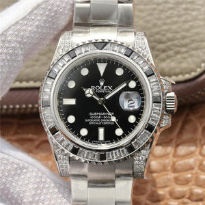 GS Rolex SUB Versão personalizada de diamante traseiro! É a fusão do brilho de luxo e nunca desaparece, e é a melhor escolha para tendências clássicas! Relógio mecânico masculino