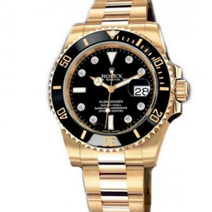 Rolex full gold water ghost v7 versão 116618LN-97208 black plate men's watch.