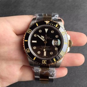Novo Rolex Submariner Water Ghost Gold-band a Gold-plated 18k Yellow Gold Black Face Modelo N Factory Reissue