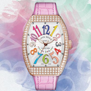 ABF Muller Franck Muller V32 Series Ladies Watch Pink Silicone Strap Quartz Movement