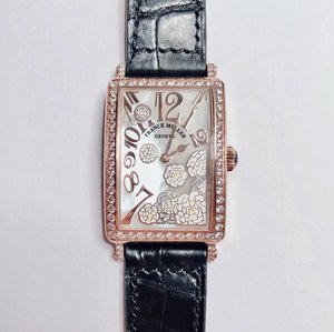 Franck Muller LONG ISLAND Long Island series of the most beautiful ladies quartz belt square watch enamel painted